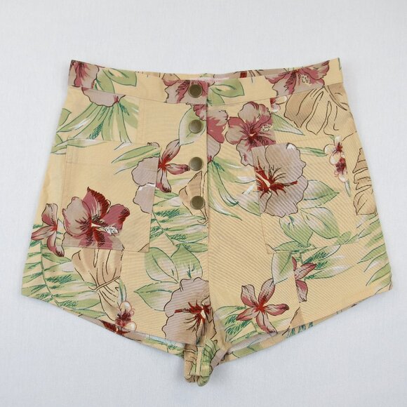 Urban Outfitters Woman's Shorts Size M Tropical Floral High Rise Peach - Picture 1 of 5